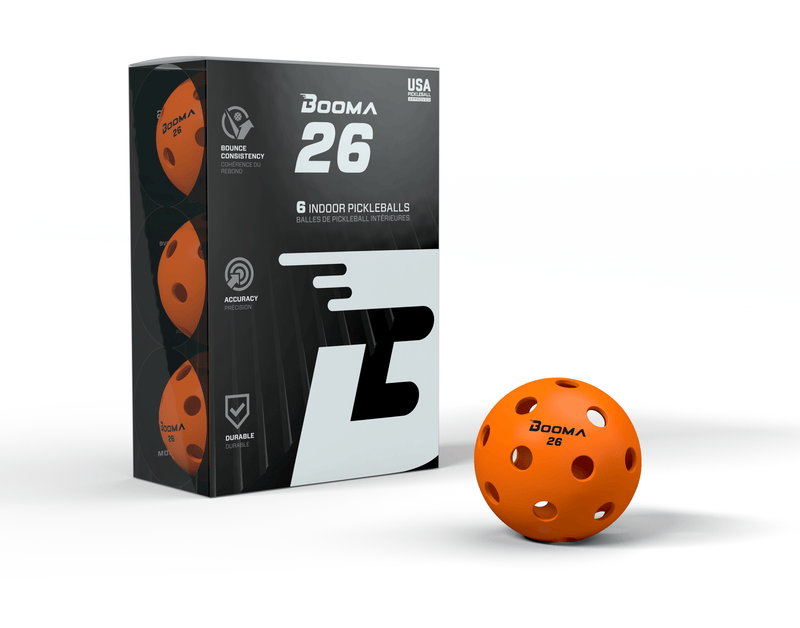 Chargez l'image dans la visionneuse de la galerie, Image d'une boîte de 6 balles de pickleball BOOMA 26 oranges.

