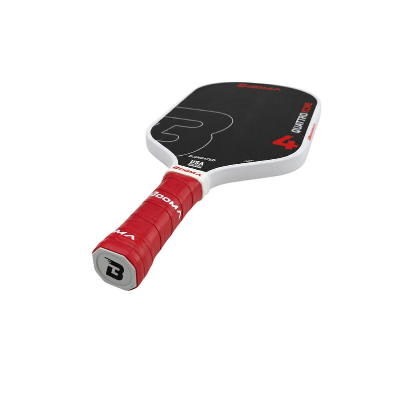 Chargez l'image dans la visionneuse de la galerie, La BOOMA Quattro allongée avec surface en carbone brut T700 et noyau avancé en mousse EPP offre des effets explosifs, une puissance remarquable, un toucher exceptionnel, une zone de frappe élargie (sweet spot) et une absorption supérieure des vibrations pour des performances optimales sur tout le terrain. | BOOMA Quattro elongated pickleball paddle with T700 raw carbon and advanced EPP foam core delivers explosive spin, power, touch, a larger sweet spot, and superior vibration dampening for all-court perfor
