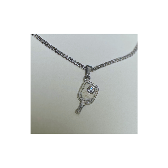 Image d'une chaîne de Cou Ajustable avec raquette Pickleball et diamant.