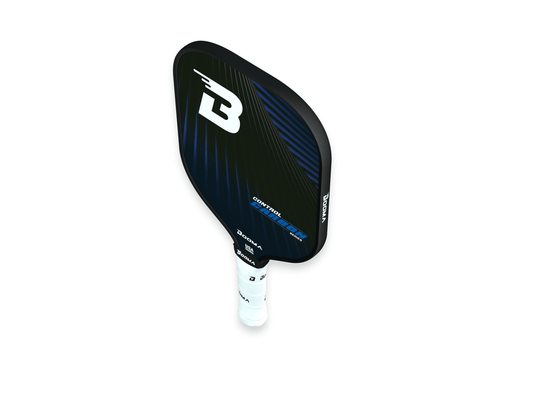 mage de la raquette de pickleball BOOMA Control Carbon Series bleu.