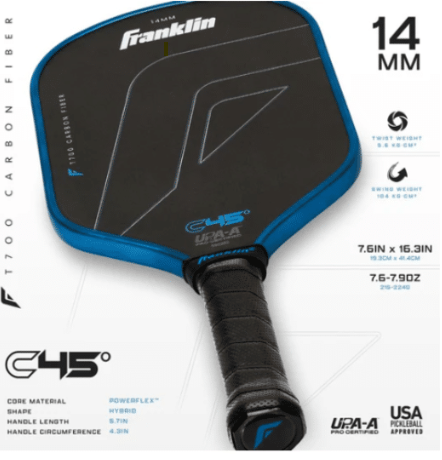 Chargez l'image dans la visionneuse de la galerie, Raquette de pickleball C45 Franklin Bleu.
