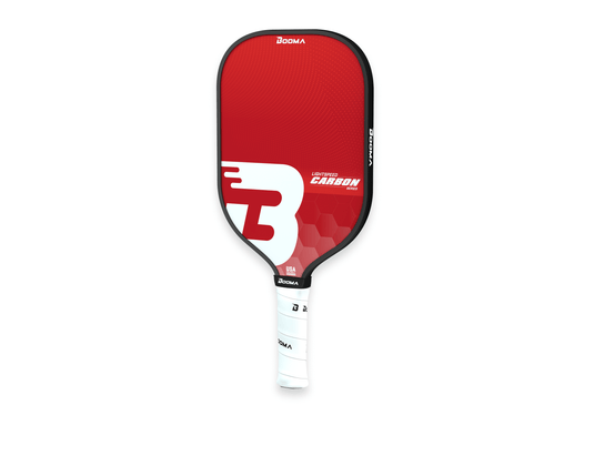 Image de la raquette de pickleball BOOMA Lightspeed Carbon Series rouge.