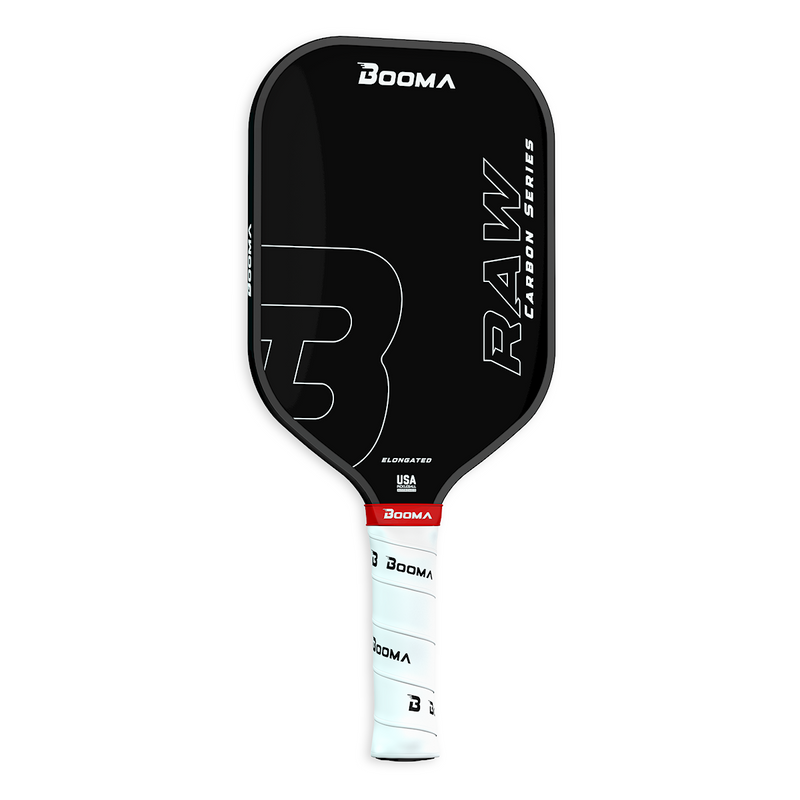 Chargez l'image dans la visionneuse de la galerie, Image d'une raquette de pickleball BOOMA Raw Carbon Allongé.
