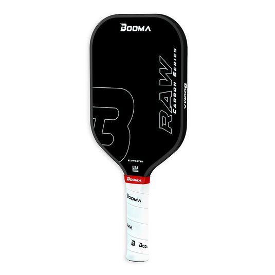 Image d'une raquette de pickleball BOOMA Raw Carbon Allongé.