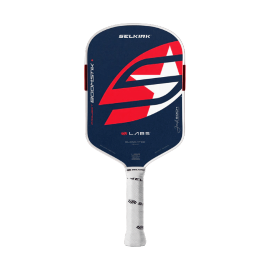 Image d'une raquette de pickleball Selkirk Boomstik LABS Jack Sock allongé.