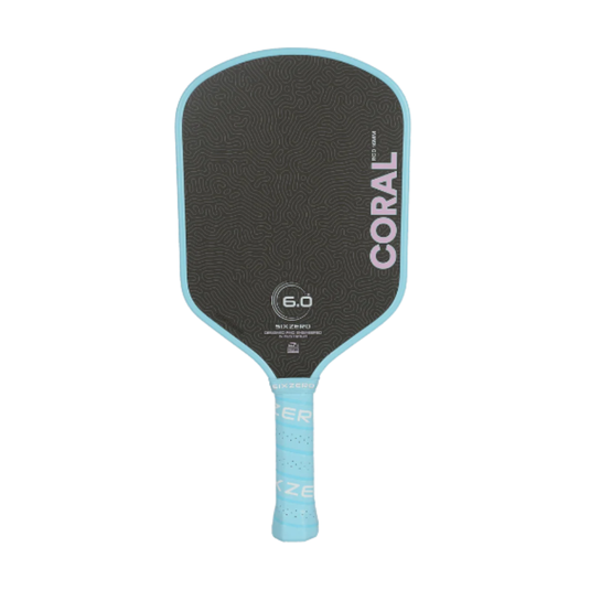 Image d'une raquette de pickleball Six Zero Coral Hybrid lègère lightweight.