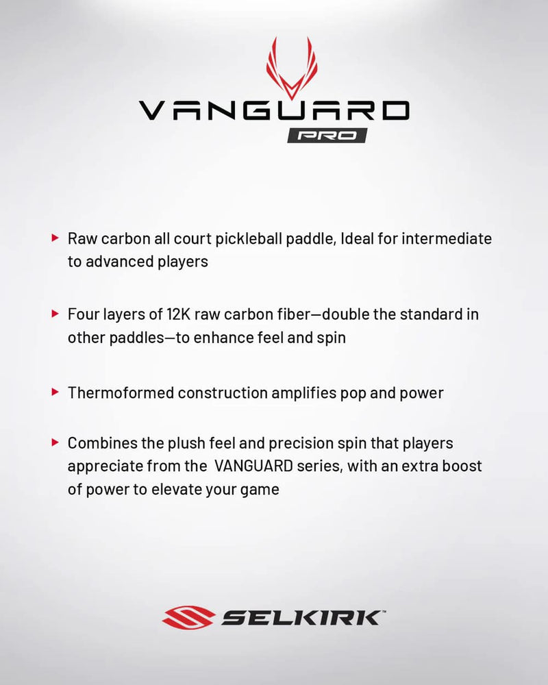 Load image into Gallery viewer, Image des avantages d'une raquette de pickleball Selkirk Vanguard Pro.
