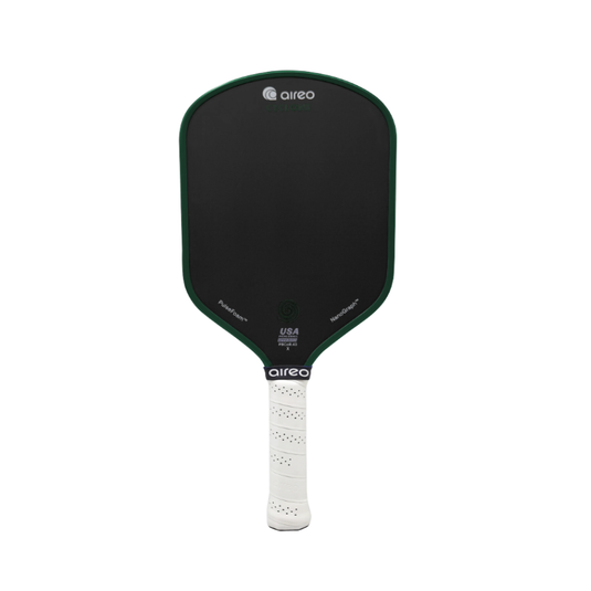 Raquette de pickleball Aireo Cyclone Nanograph hybrid vert. Aireo Cyclone Nanograph hybrid green pickleball paddle.