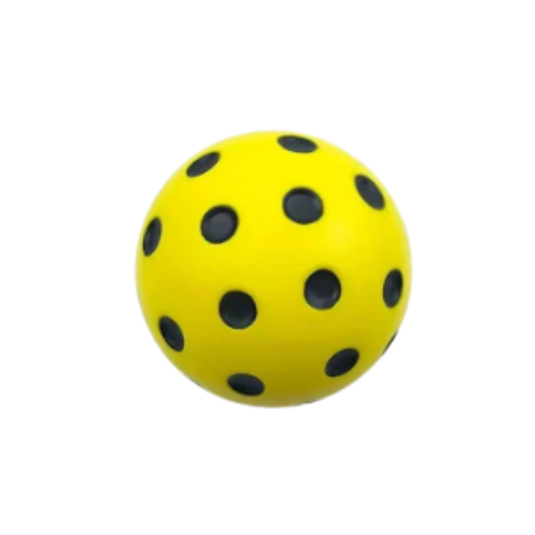 Image d'une balle de pratique de pickleball en caoutchouc.