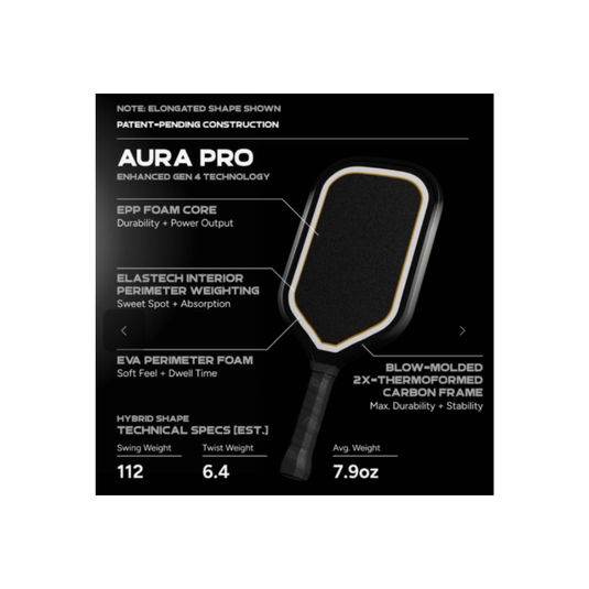 Image d’une raquette de pickleball Friday Aura Pro Hybride.