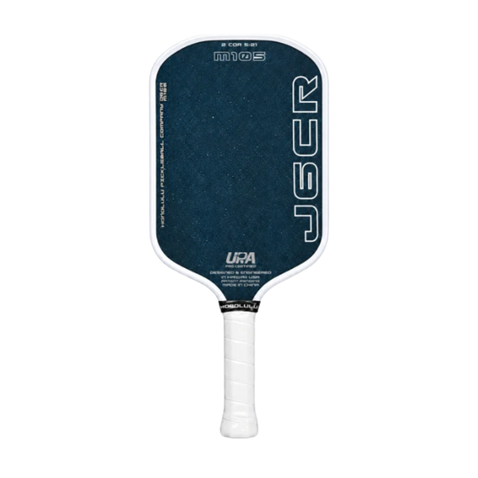 Image raquette de Pickleball Honolulu J6CR M 105 surface Endurance Crystal bleu de couleur blanche.
