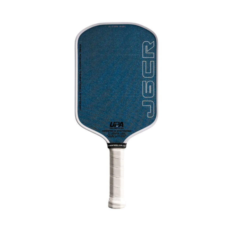 Chargez l'image dans la visionneuse de la galerie, Image d'une raquette de pickleball Honolulu J6CR crystal blue endurance blanc.
