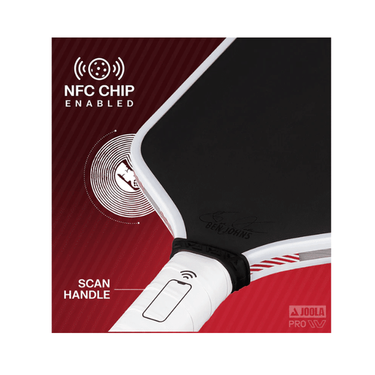 Image de la NFC Chip dans les raquettes de pickleball Joola Pro IV.