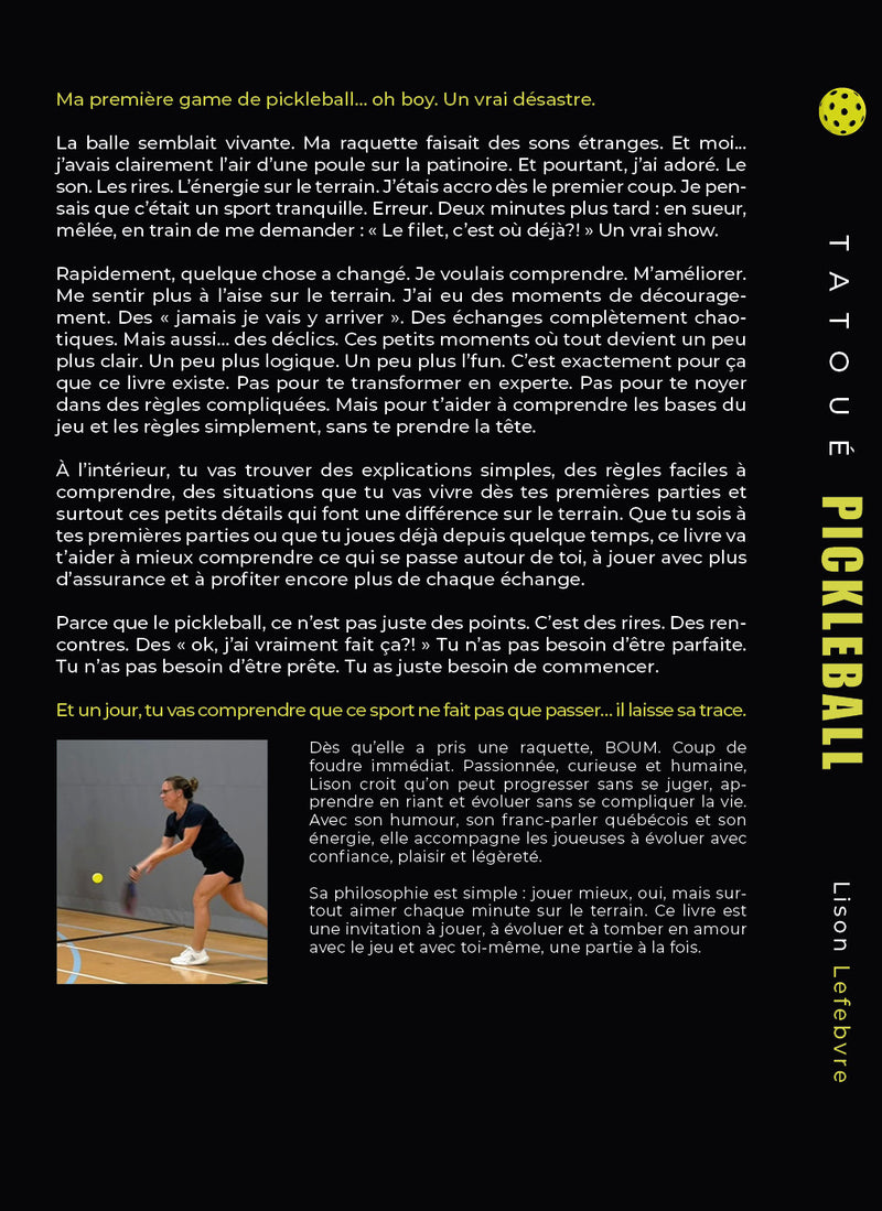 Chargez l'image dans la visionneuse de la galerie, Verso du livre Tatoué Pickleball — Grandir un match à la fois, guide de pickleball pour débutants
