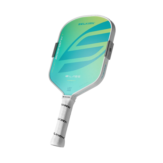 Image d'une raquette de pickleball Selkirk Boomstik LABS Projet Calypso Allongée.