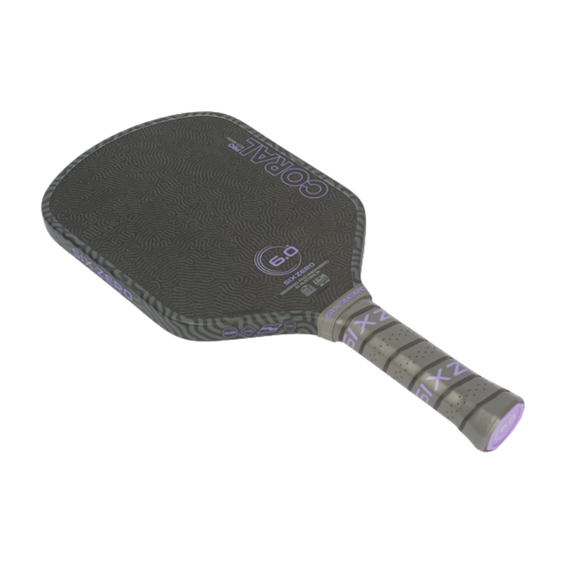 Load image into Gallery viewer, Raquette de Pickleball Six Zéro coral Hybride couleur ultra-violet.
